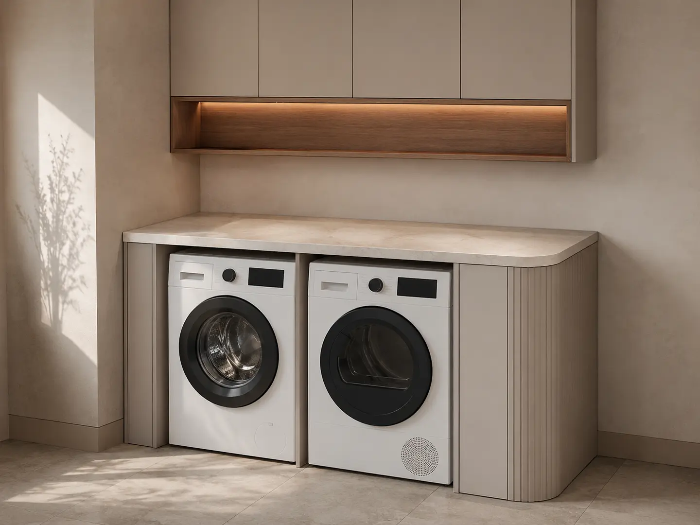 Conceptvisualisatie van wasmachine en droger naast elkaar